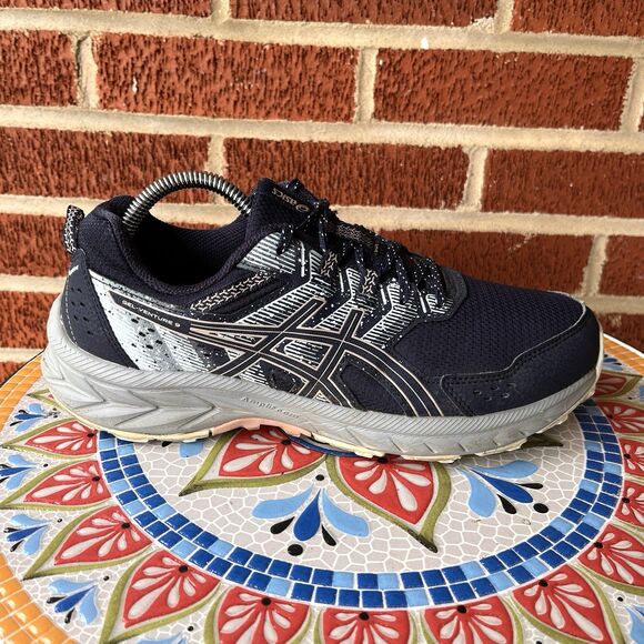 ASICS Gel Venture 9 Mens 10 Trail Running Dark Blue Grey Sneakers Shoes 1012B313